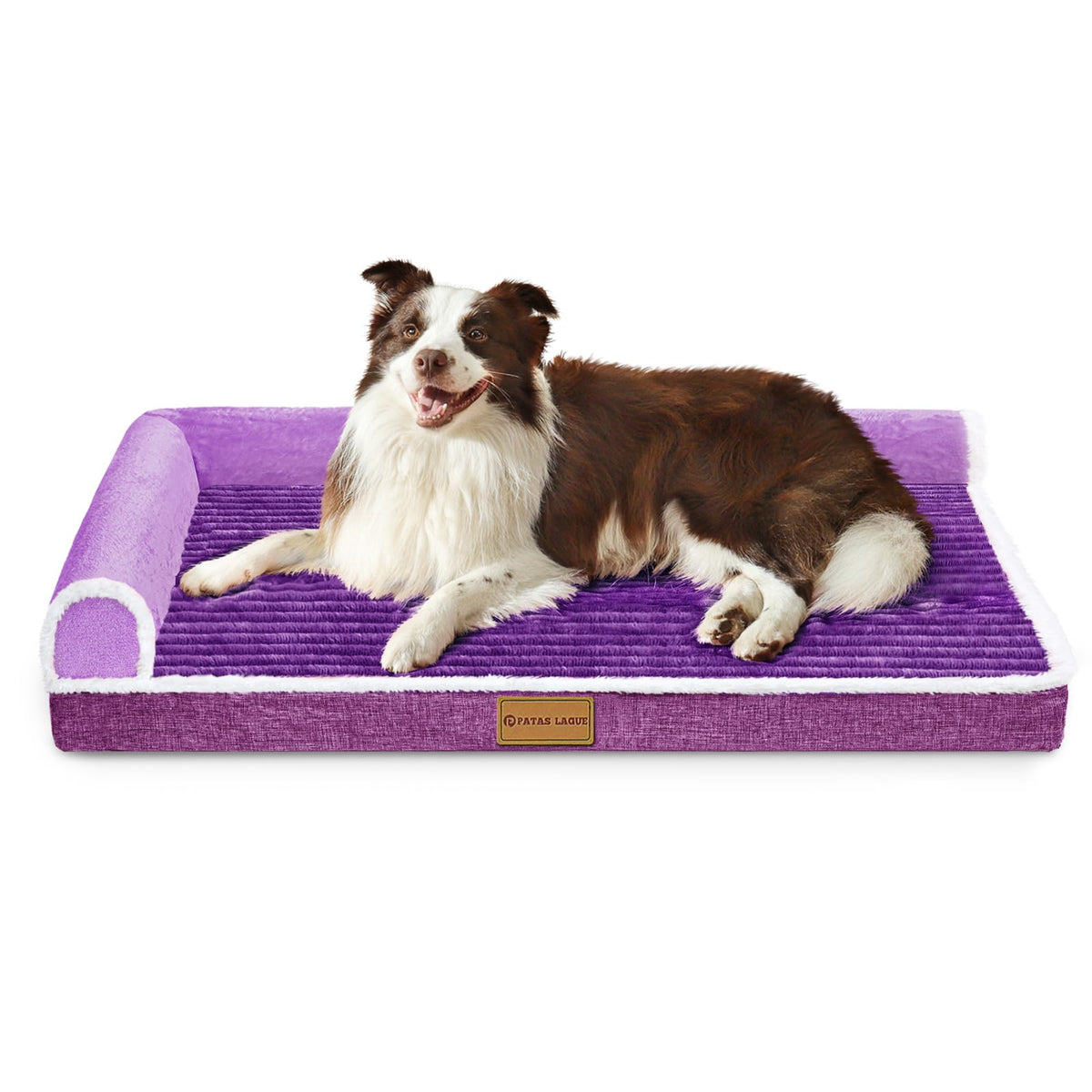 Patas Lague orthopedic XL dog bed front view with supportive egg crate foam