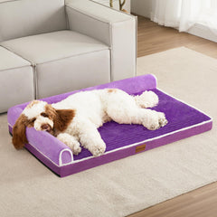 Patas Lague orthopedic XL dog bed side view showing foam edges for neck support