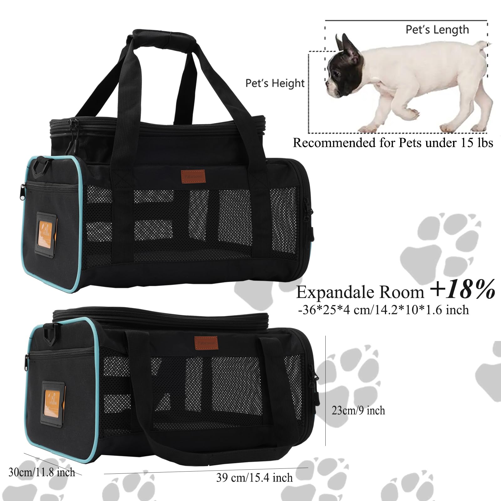 PATAZONE cat carrier breathable mesh close-up demonstrating airflow and pet comfort