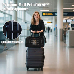 PATAZONE cat carrier top-expandable open view highlighting extra space under seats