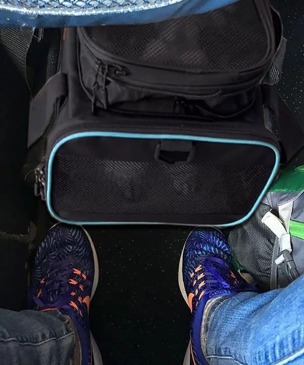 PATAZONE cat carrier under-seat space view illustrating compact cabin design