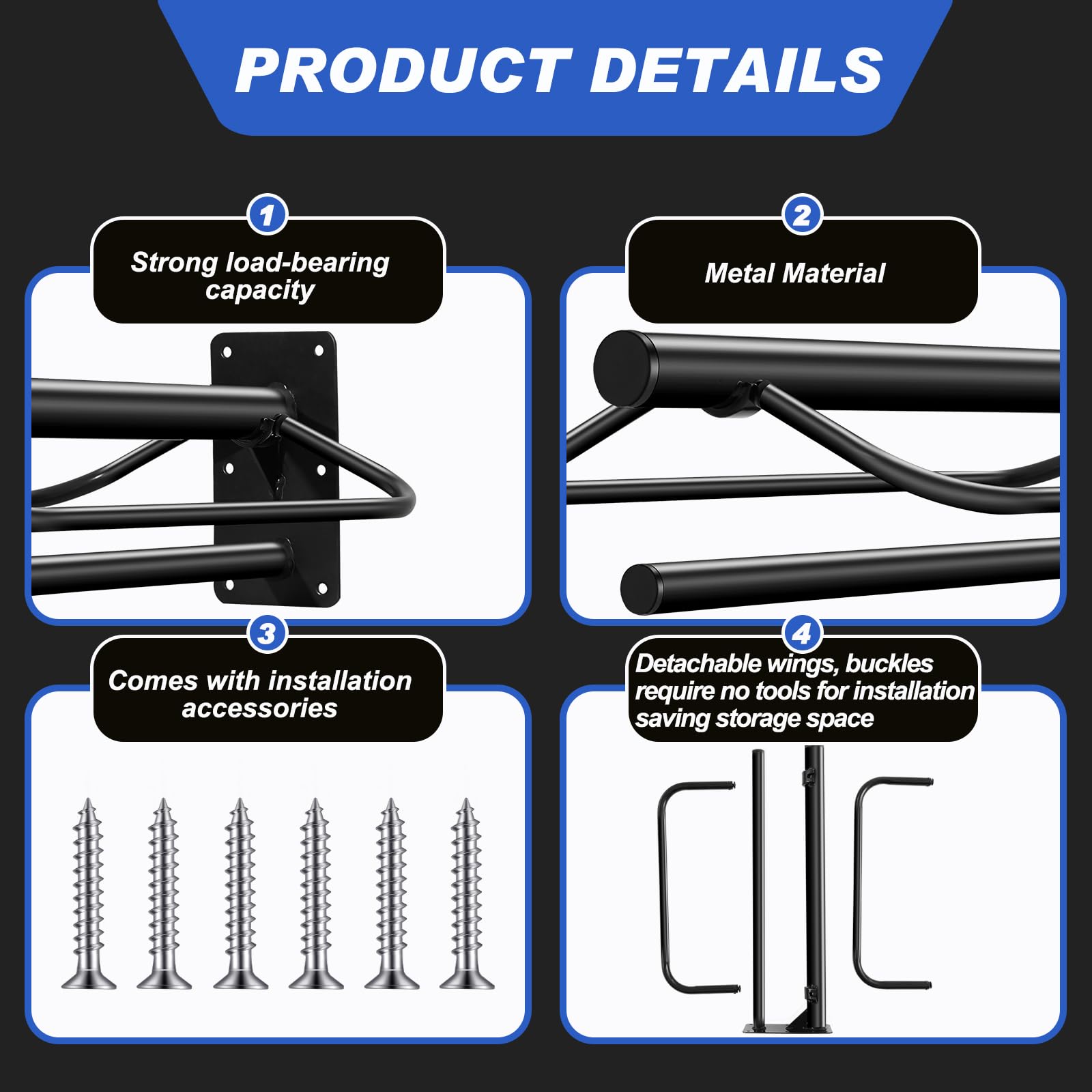 Paterr detachable wing plate design on the saddle rack maximizes space efficiency.