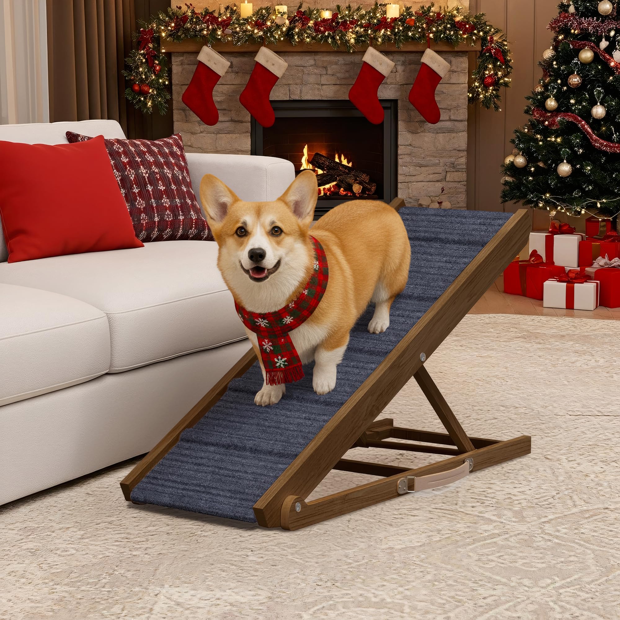Pathosio Pets dog ramp bed folded wooden image highlights compact storage and ready-to-use setup.