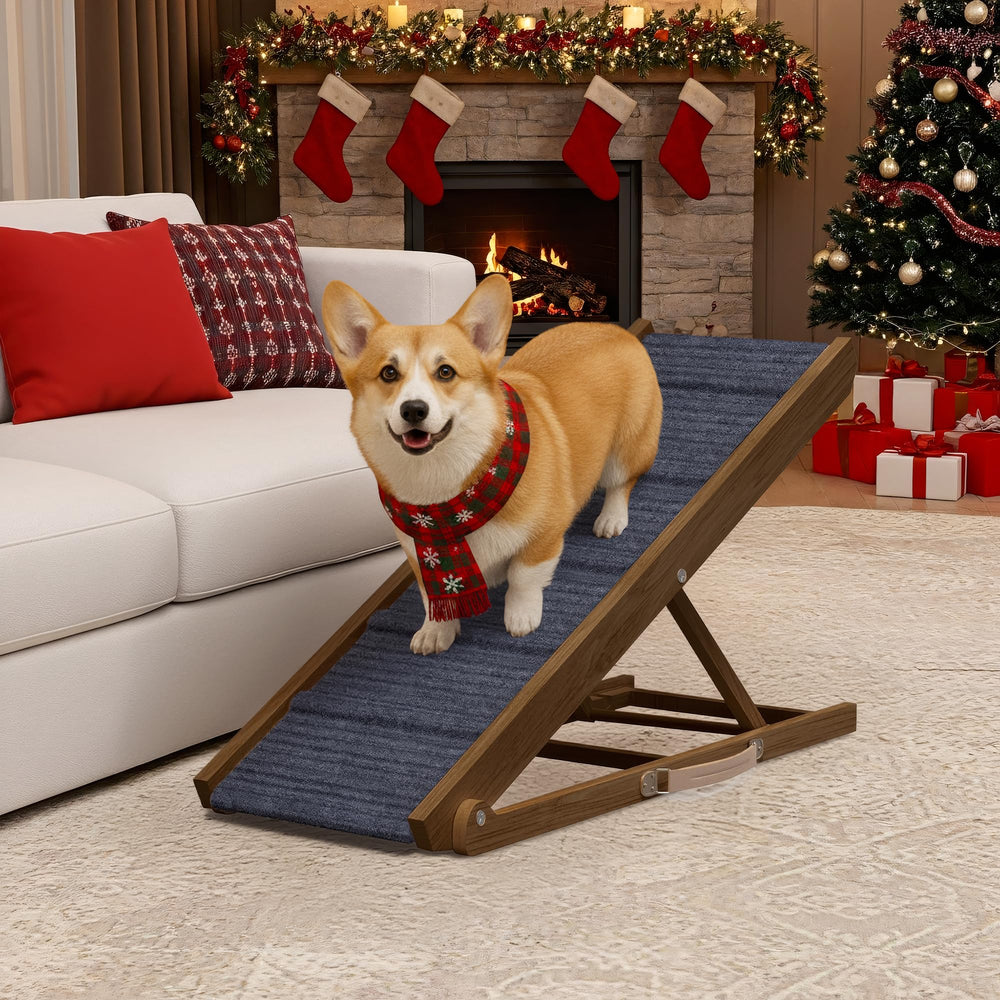 Pathosio Pets dog ramp bed folded wooden image highlights compact storage and ready-to-use setup.