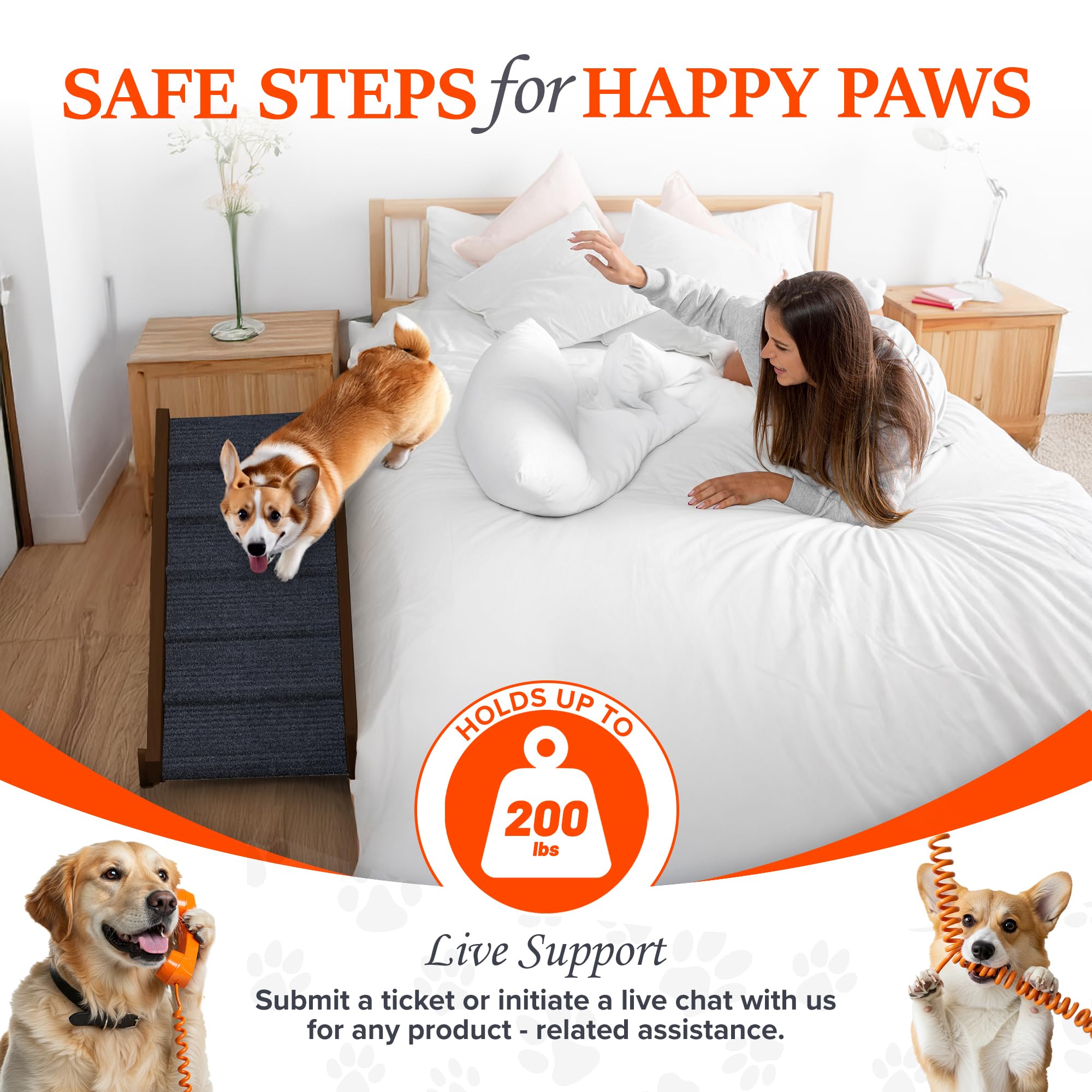 Pathosio Pets dog ramp fully assembled image shows immediate use.