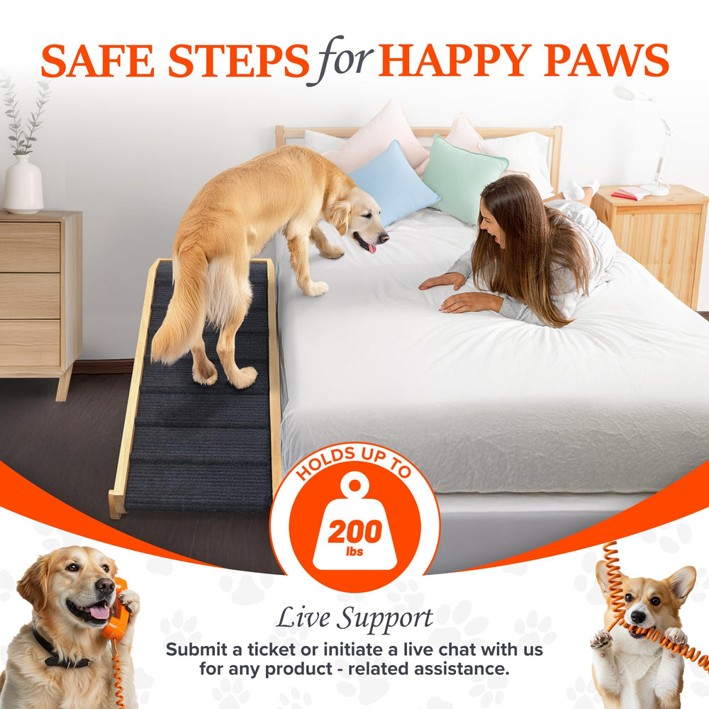 PATHOSIO PETS 48-inch adjustable frame with six height levels adapts to beds and couches.