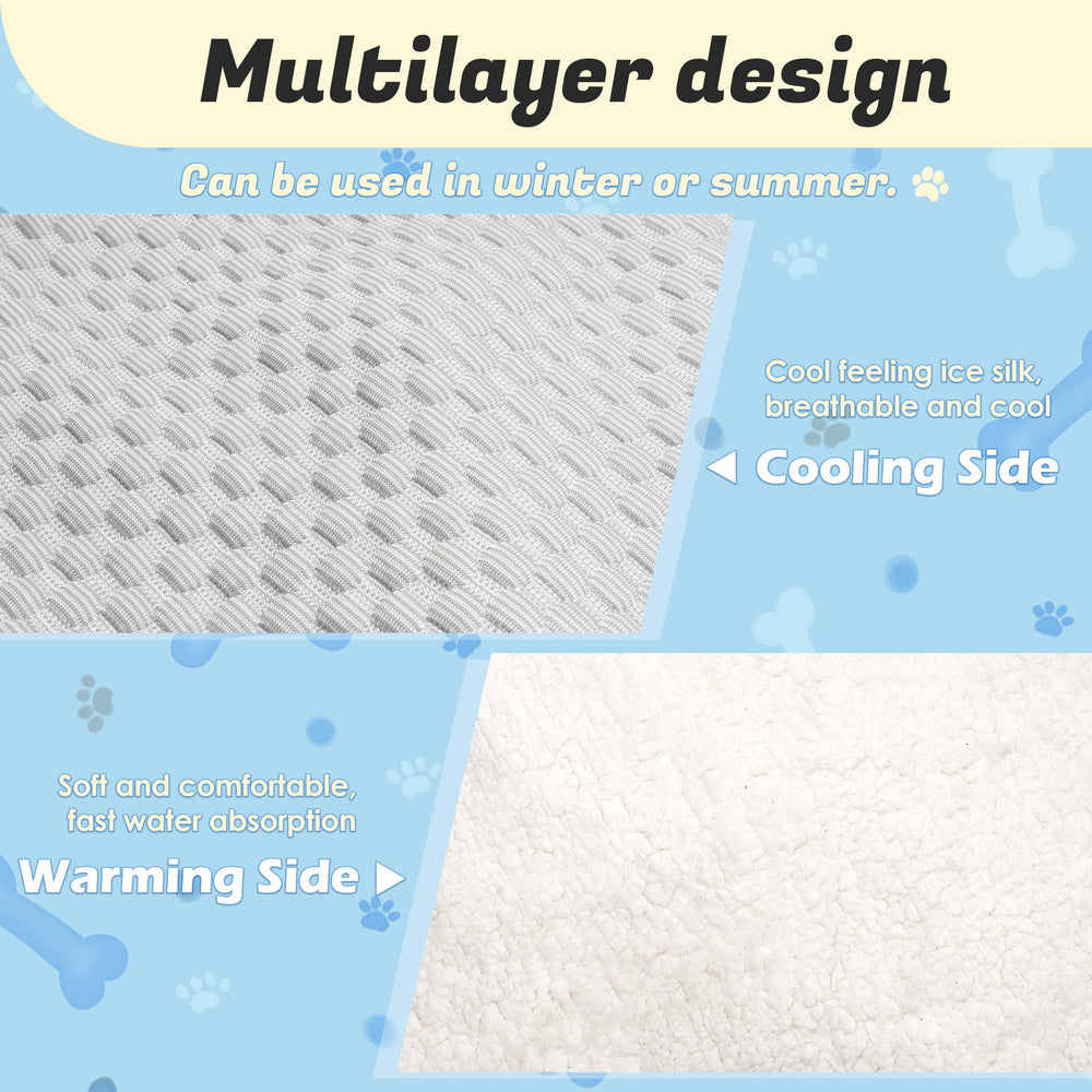 PatiencET dog cooling mat cooling side ice silk provides breathable cooling.
