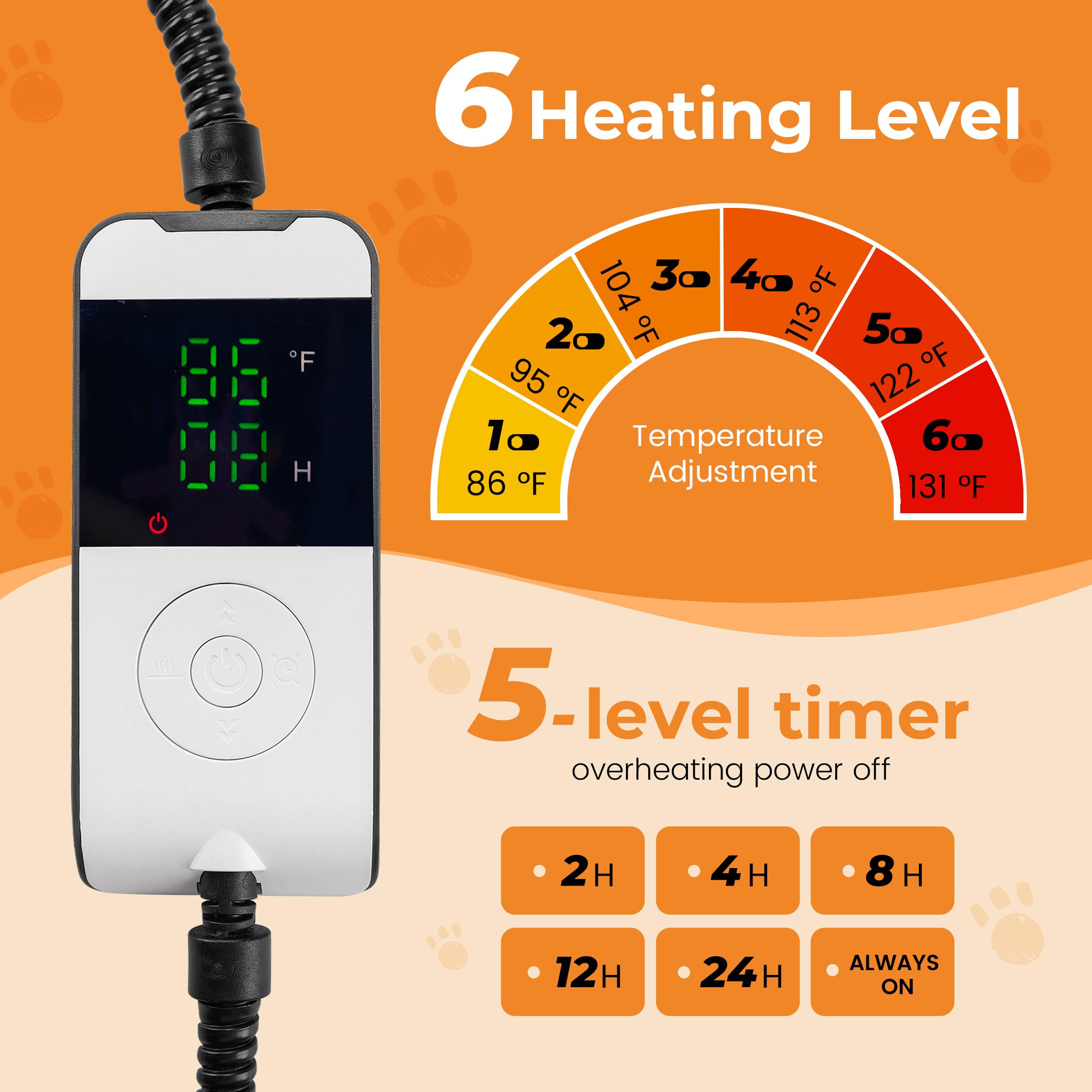 PatiencET heated cat pad chew-proof cord emphasizes pet safety during playtime.