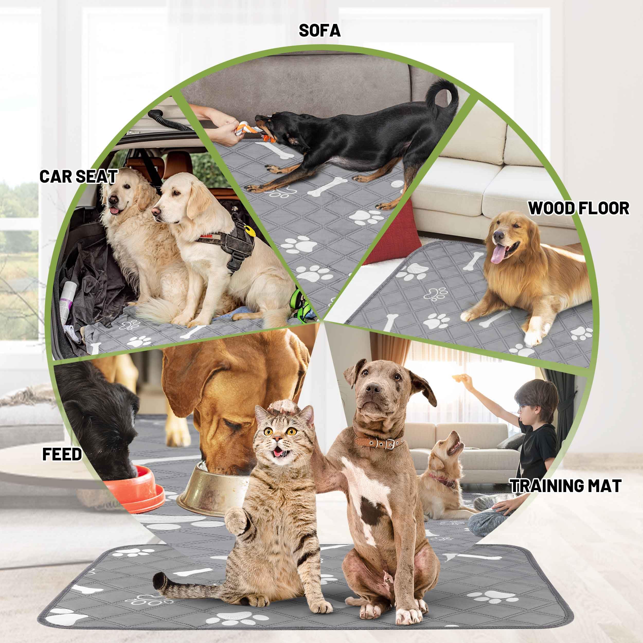 PatiencET washable pee pad non-slip back helps keep pads in place on floors.