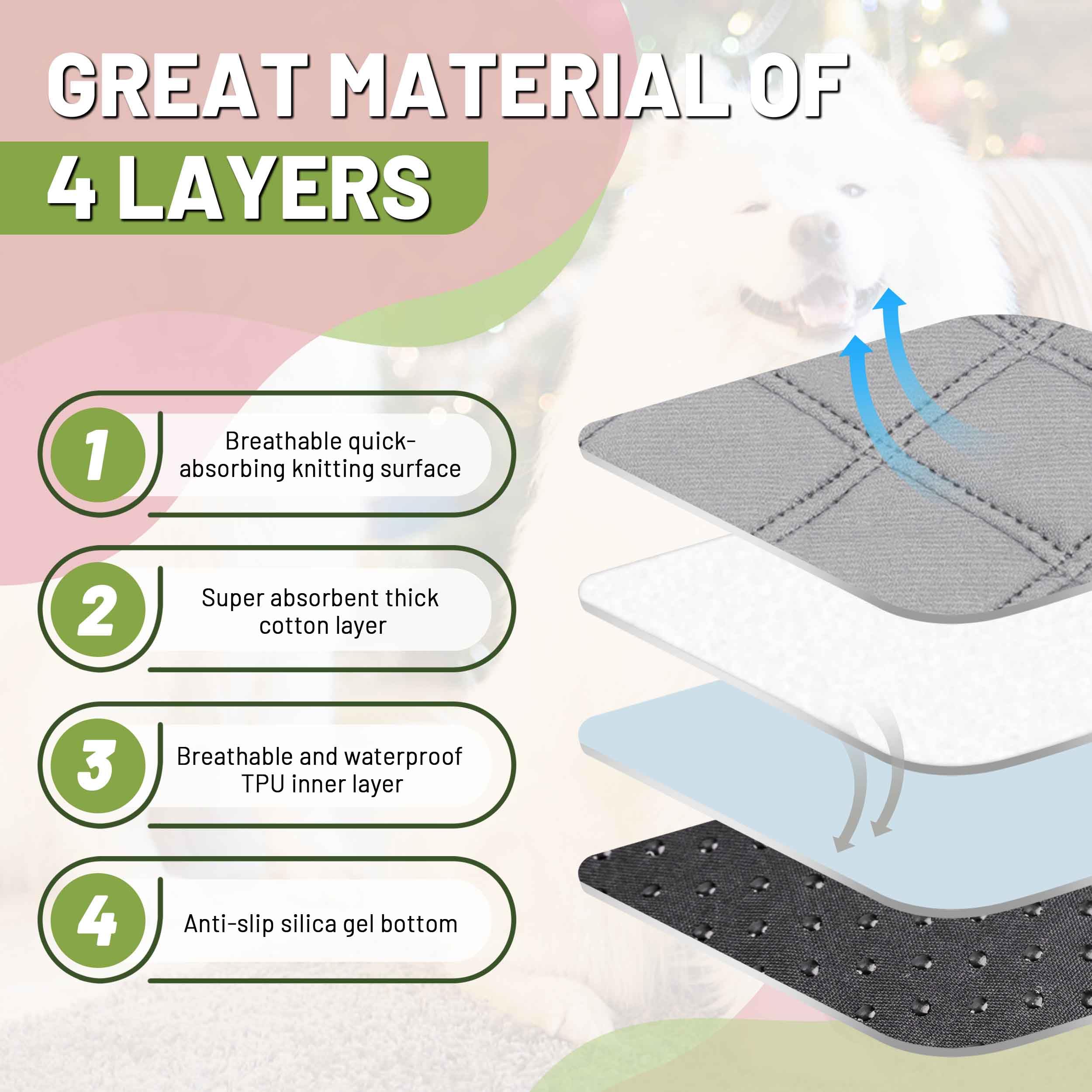 PatiencET washable pee pad with waterproof bottom keeps surfaces dry.