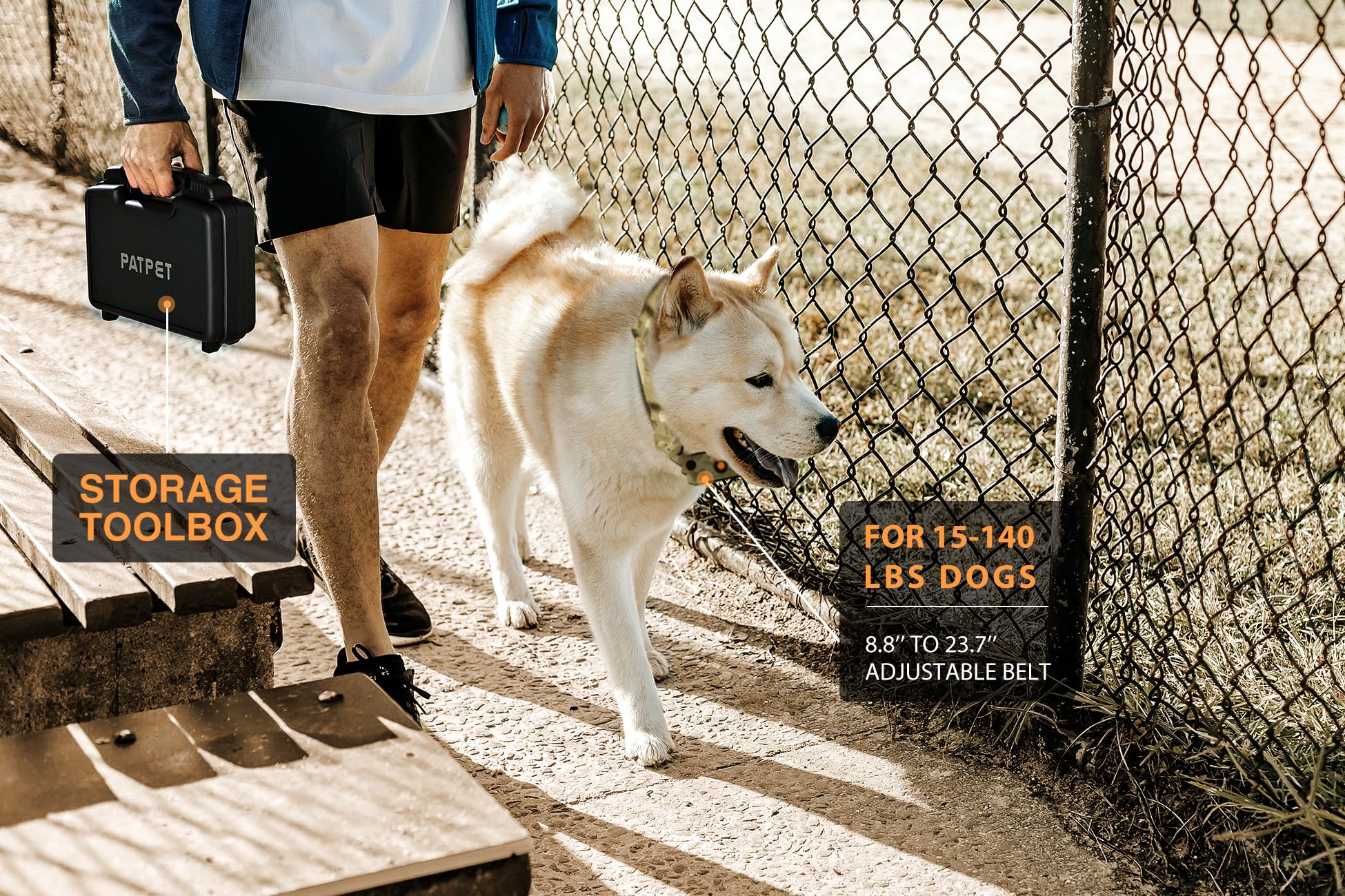 PATPET adjustable collar strap fits medium to large dogs comfortably.