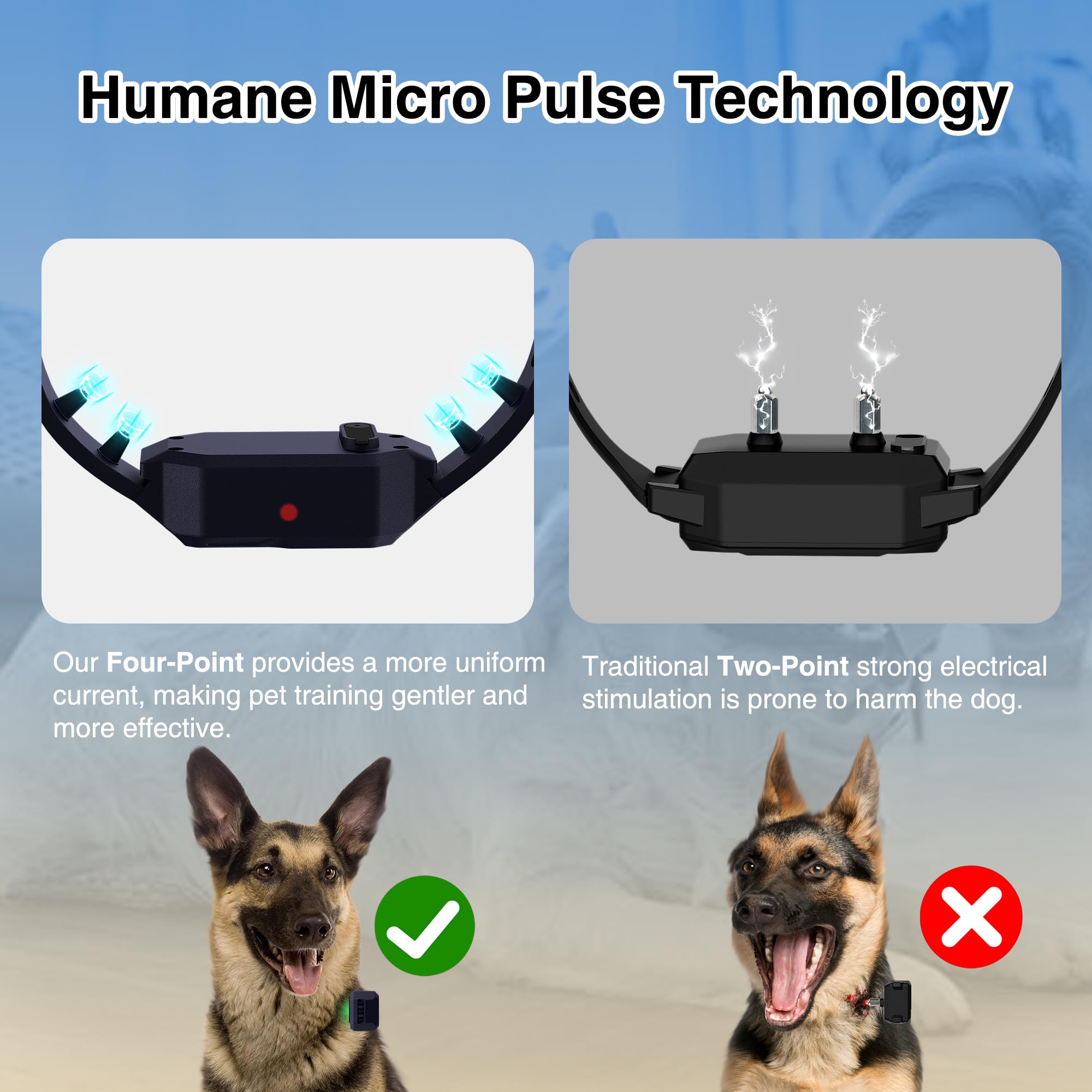 PATPET Beep, Vibration, and Static modes provide humane correction options