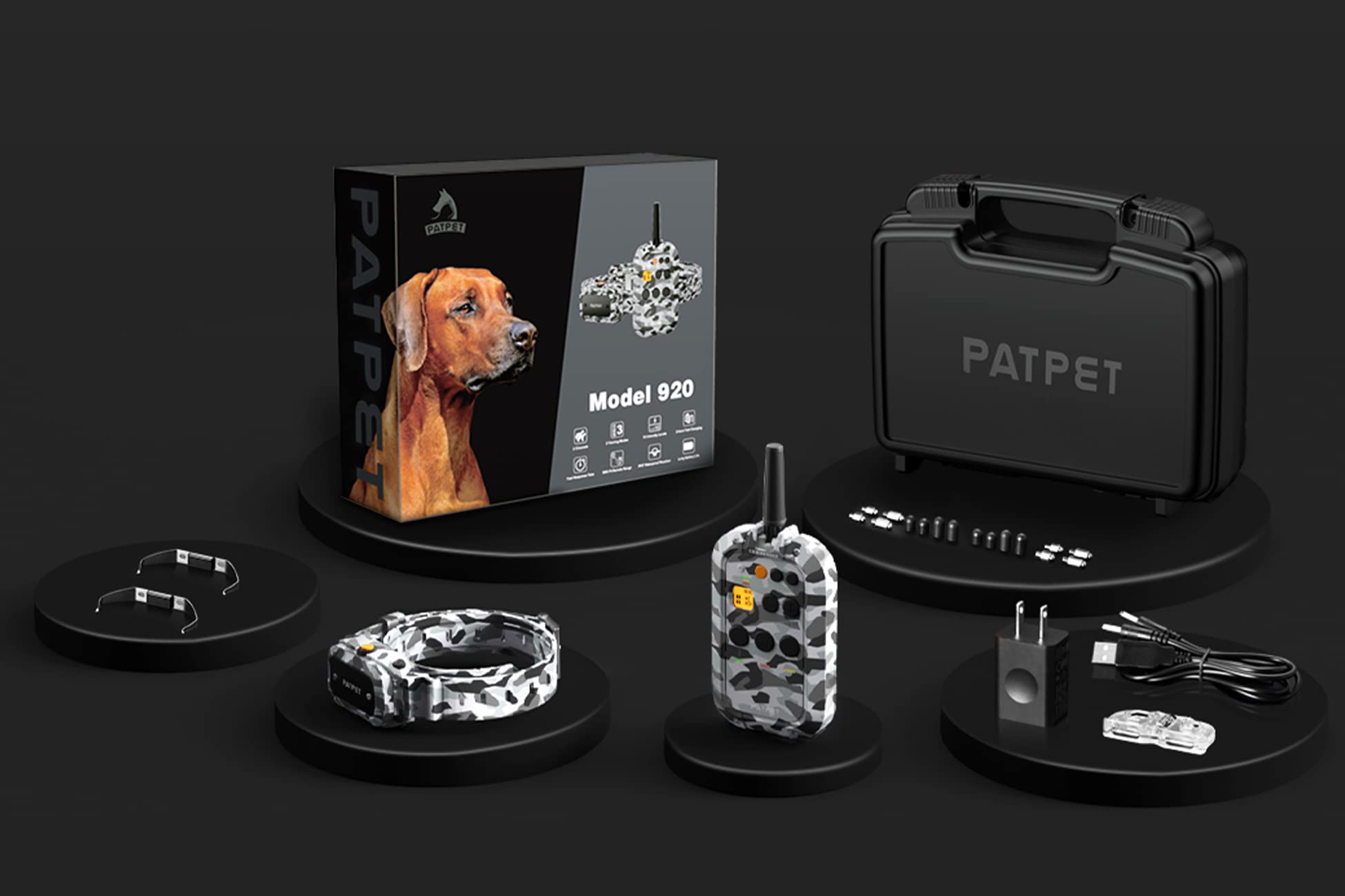 PATPET dog training collar designed for outdoor use with long battery life