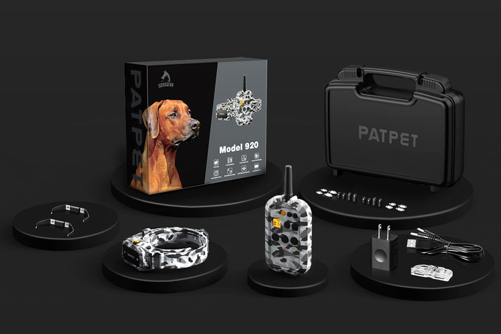 PATPET dog training collar designed for outdoor use with long battery life