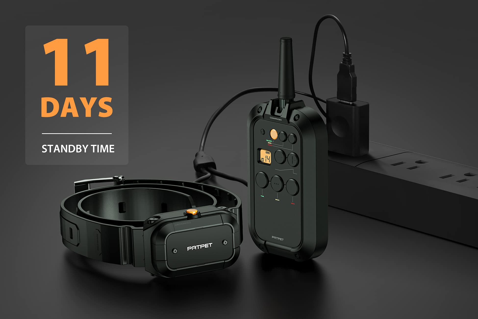 PATPET rechargeable battery indicator helps plan training with clear power status.