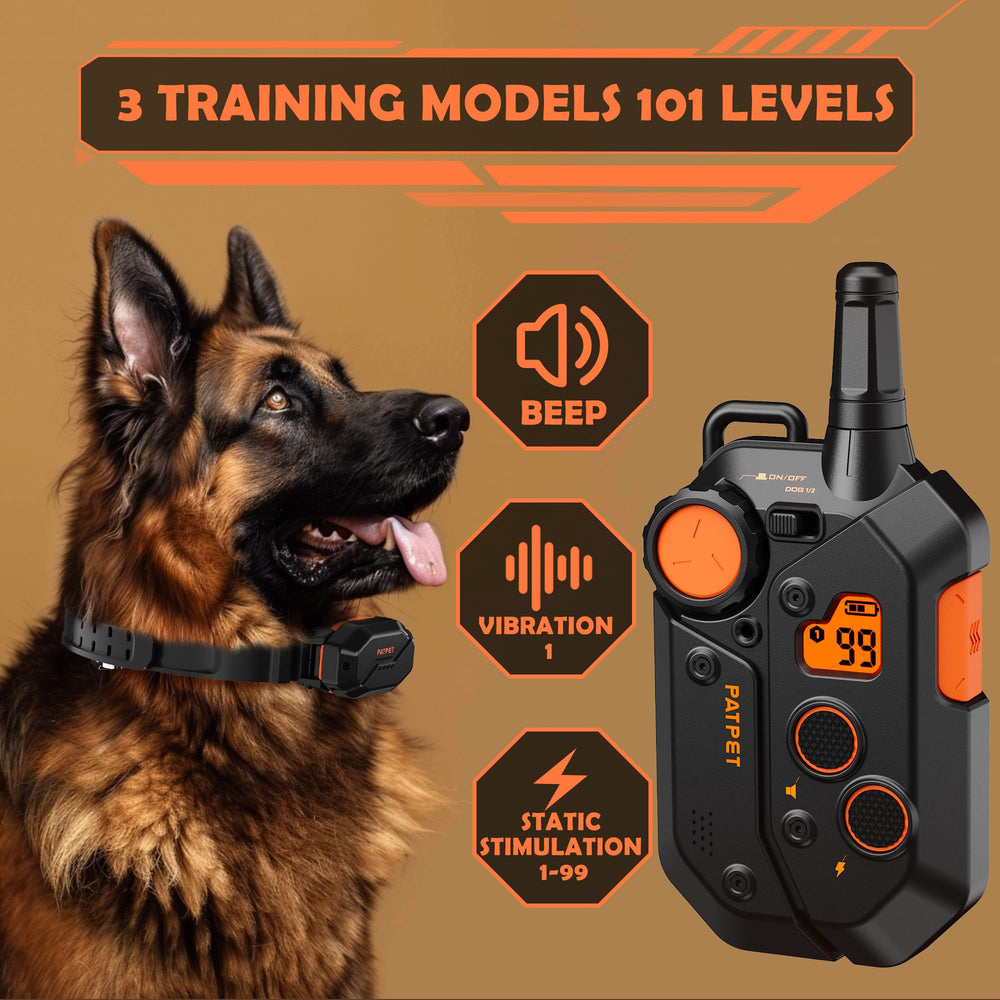 PATPET rechargeable dog collar provides long battery life between charges