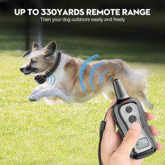 PATPET remote shows 1000 ft range for flexible yard or park training.