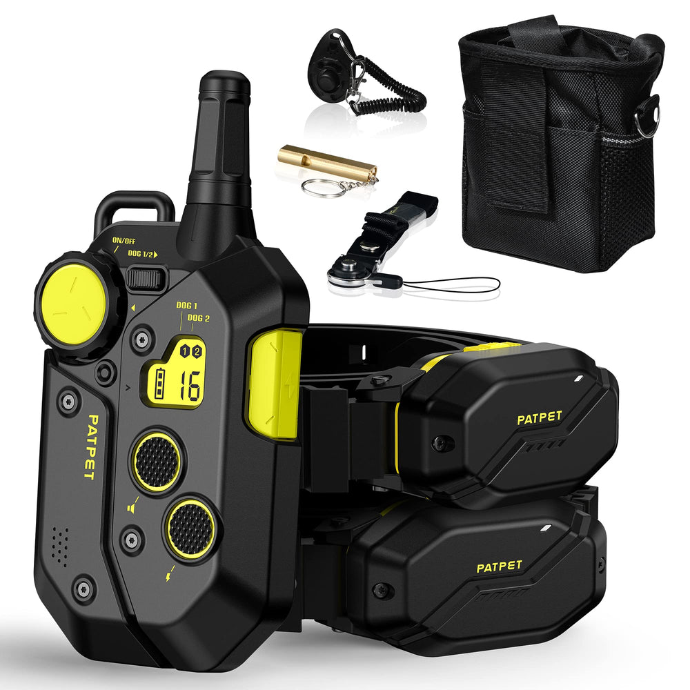 PATPET shock collar with two receivers enable simultaneous training for two dogs.