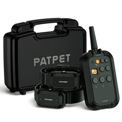 PATPET dual-channel dog training collar for simultaneous two-dog sessions, versatile obedience training.