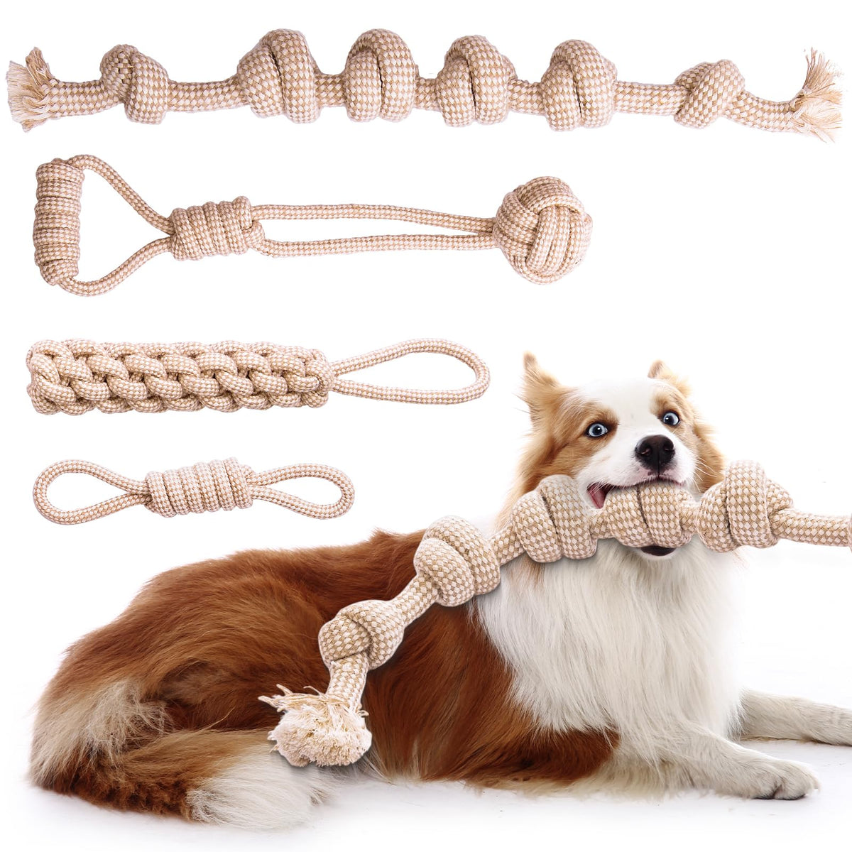 PATTEPOINT knot rope toy 26-inch for aggressive chewers supports dental-friendly play