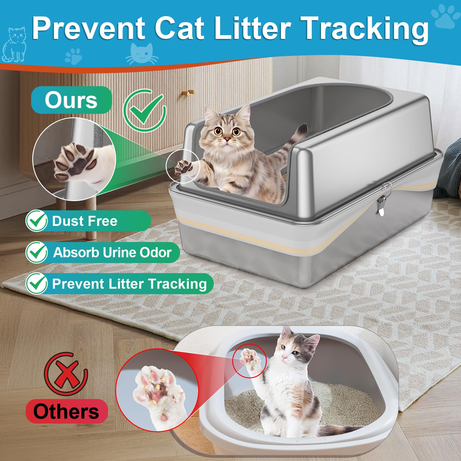 Paulmele XL spacious interior for large cats to turn and rest comfortably.
