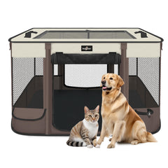 PAW BALLET Foldable Pet Playpen Wide View provides a roomy space for small pets indoors or outdoors.