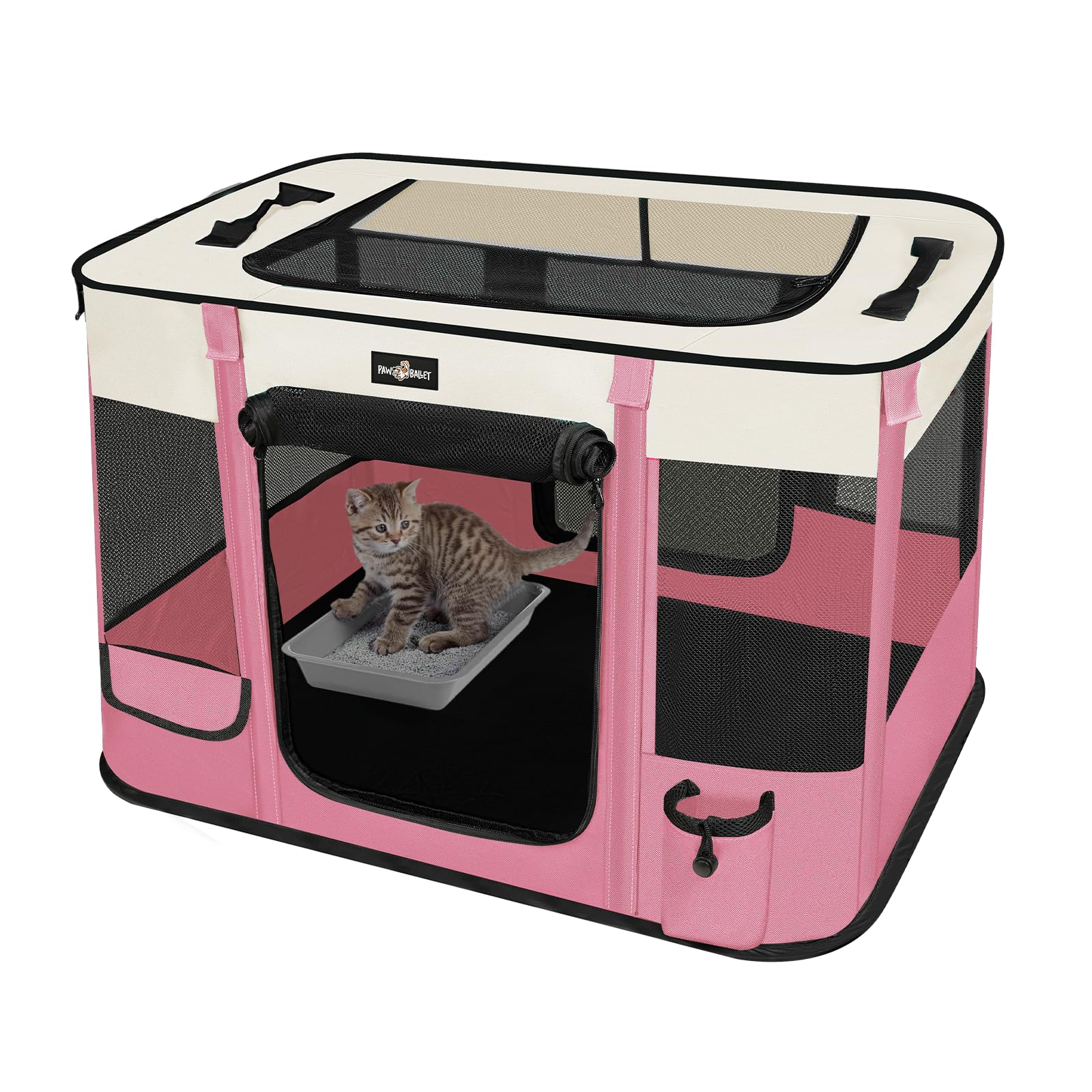 PAW BALLET foldable playpen with large space for cats and small dogs