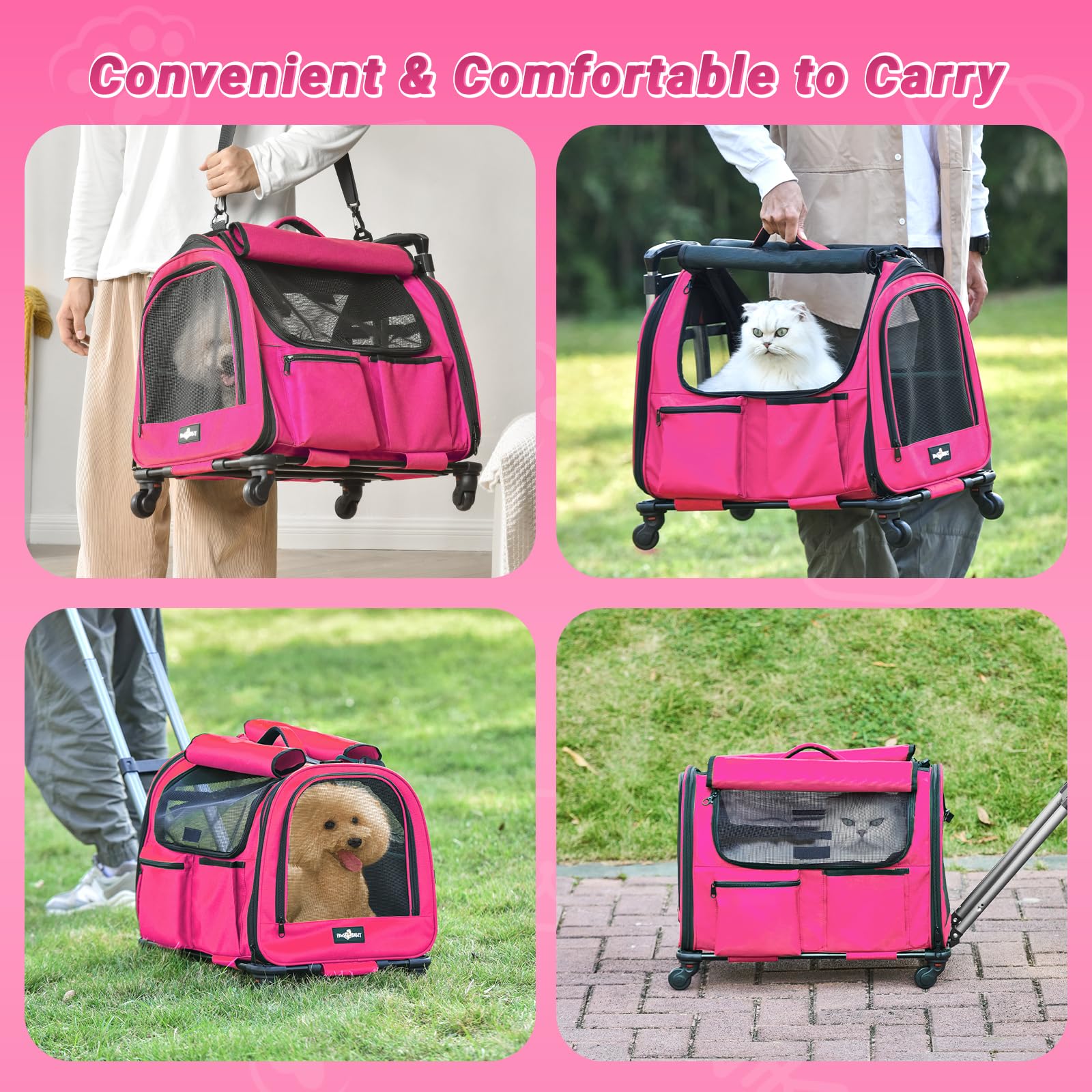 PAW BALLET storage pockets highlights built-in space for bottles and treats.