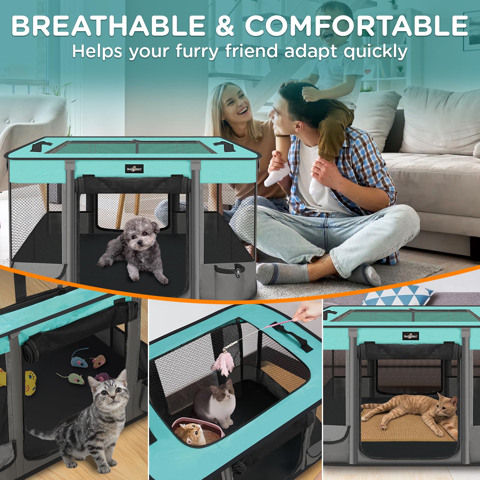 PAW BALLET waterproof bottom simplifies quick cleanup after accidents.