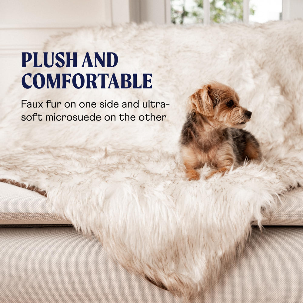 PAW BRANDS PupProtector calming-soft-faux-fur closeup showcases plush texture for pet comfort.