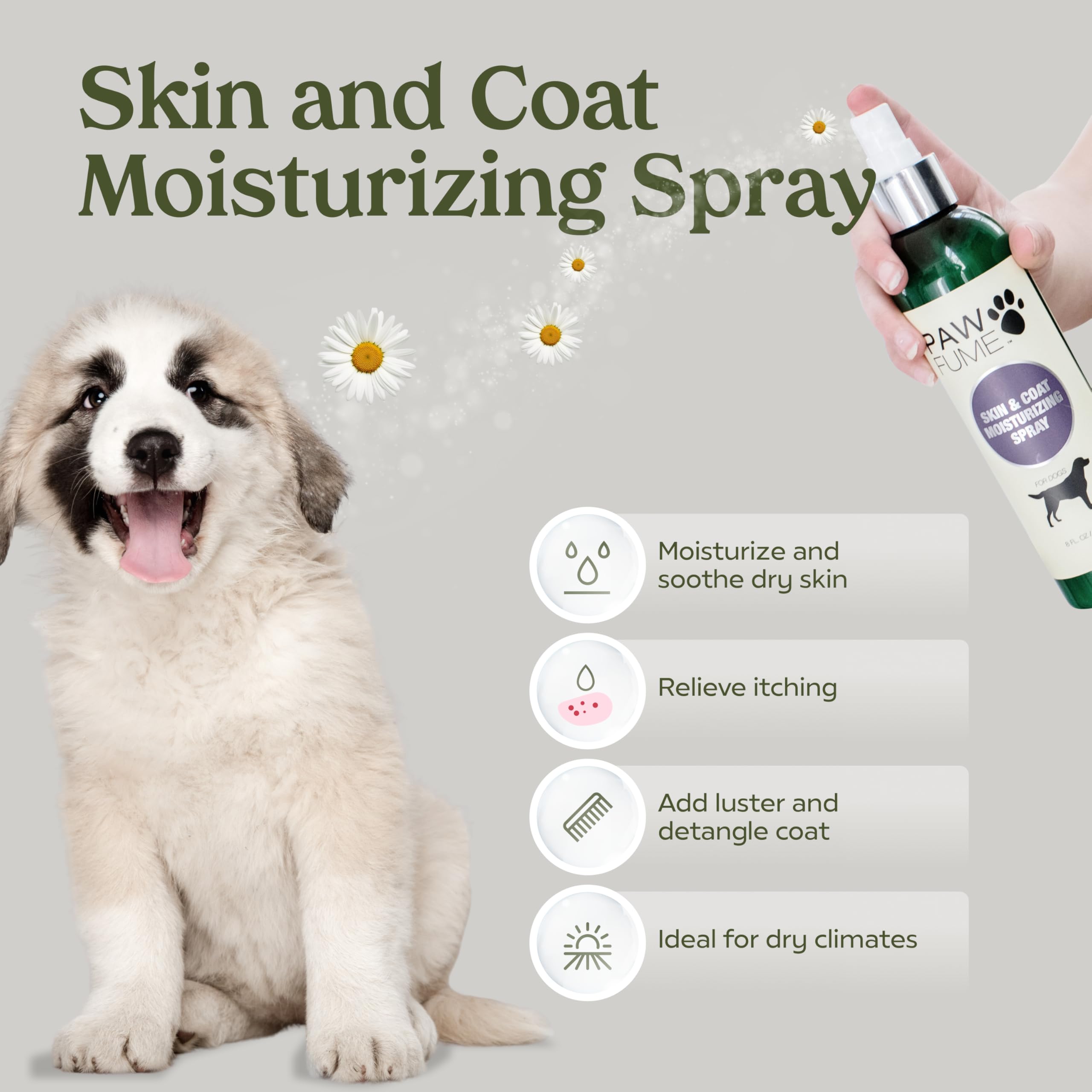 Paw Fume bottle pump mist in action supports quick, thorough coats.