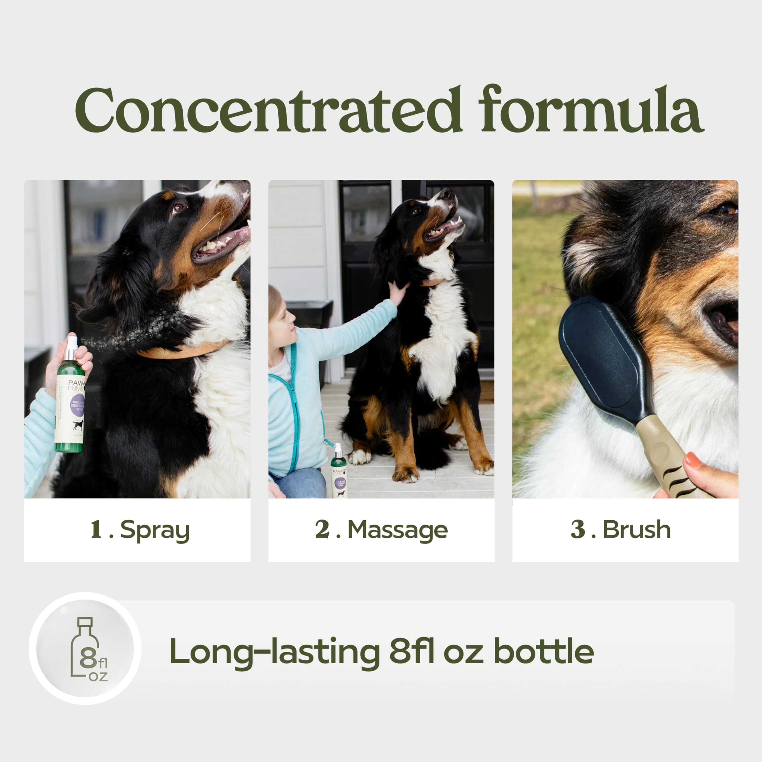 PAWFUME detangler coat-care shows smooth fur after application