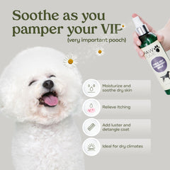 PAWFUME detangler mist demonstrates easy application for quick grooming sessions