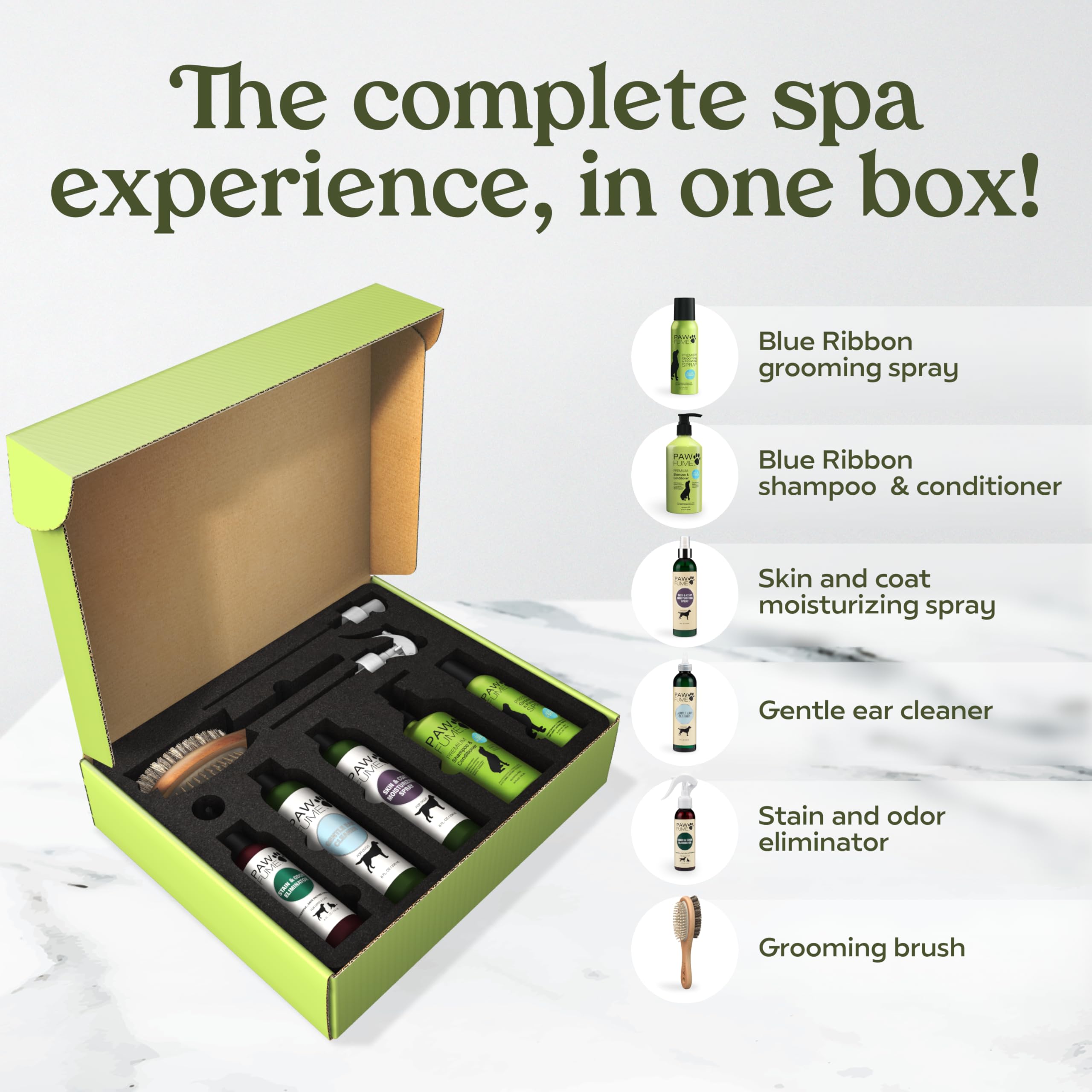 Paw Fume premium ergonomic brush enables easy detangling and comfortable grooming.