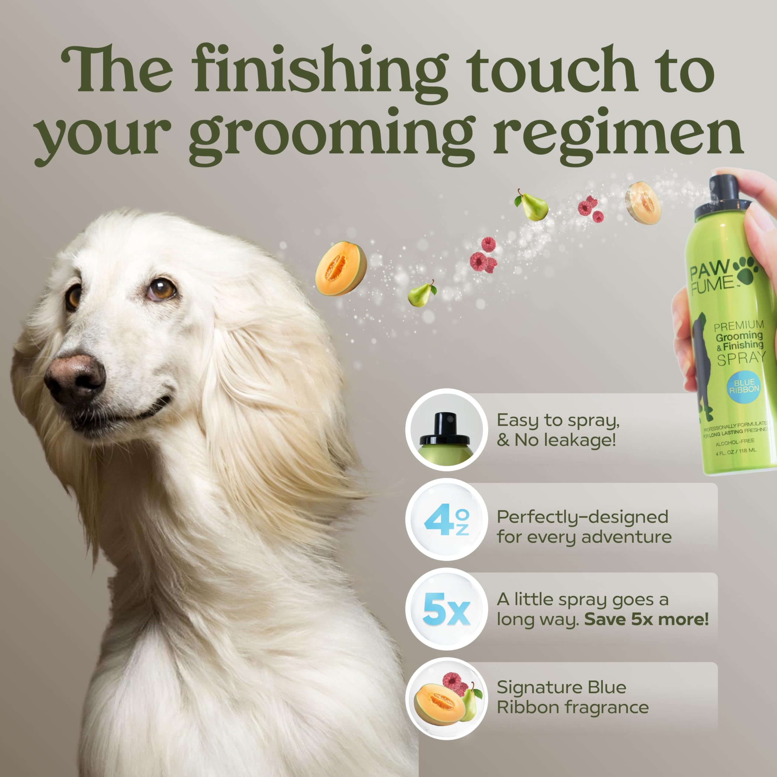 Paw Fume probiotic deodorizer spray bottle demonstrates odor neutralization at the source.