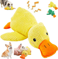 Paw Gem Mellow Yellow Duck Toy closeup highlighting plush comfort for anxious dogs