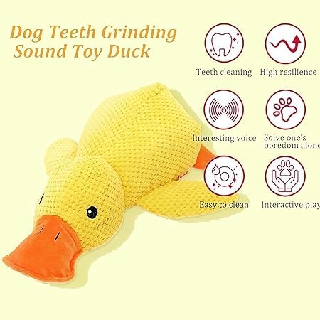 Paw Gem Mellow Yellow Duck Toy squeaker in action for interactive play