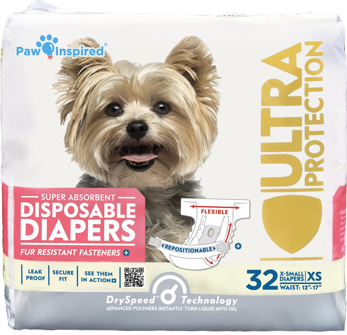 Paw Inspired 32ct pack shot showing convenient size and packaging for quick fit