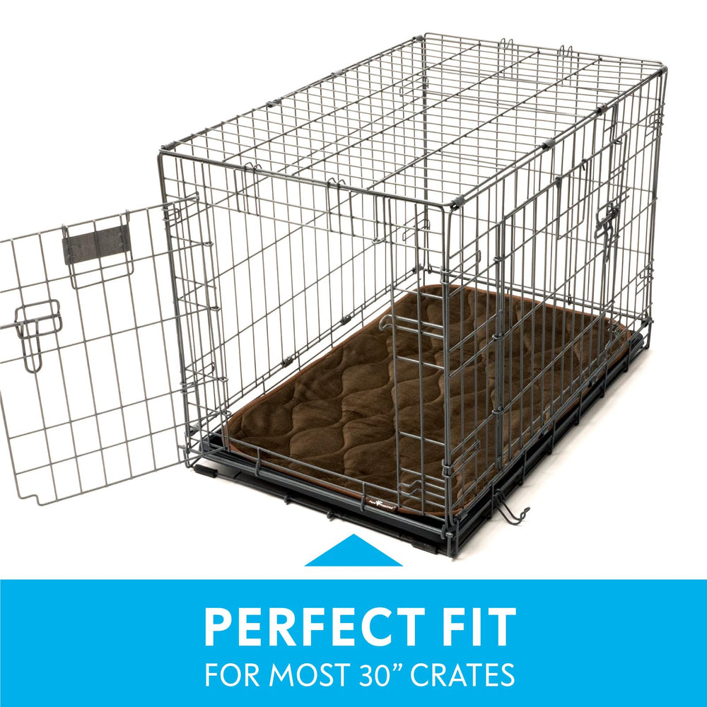 Paw Inspired crate mat moisture-wicking layer helps stay dry after accidents.