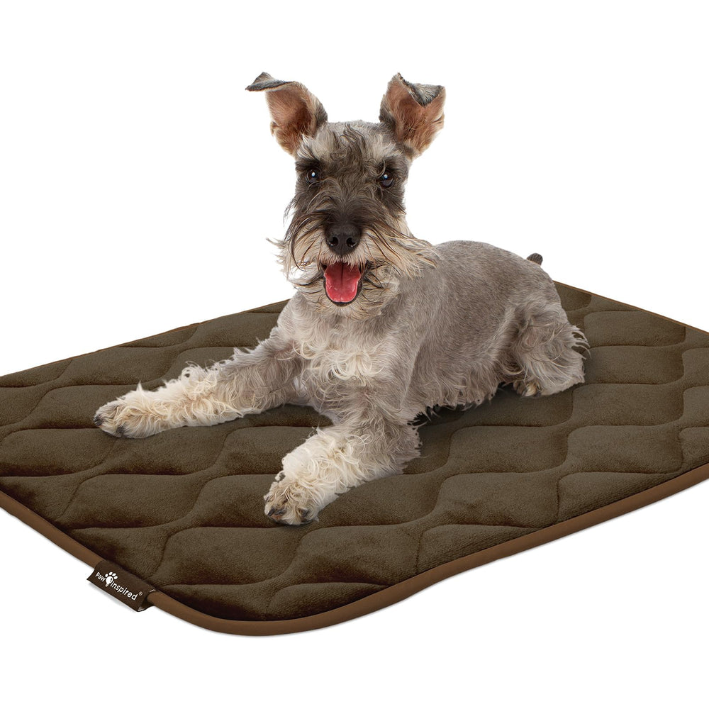 Paw Inspired dark brown plush fabric adds warm look to kennel