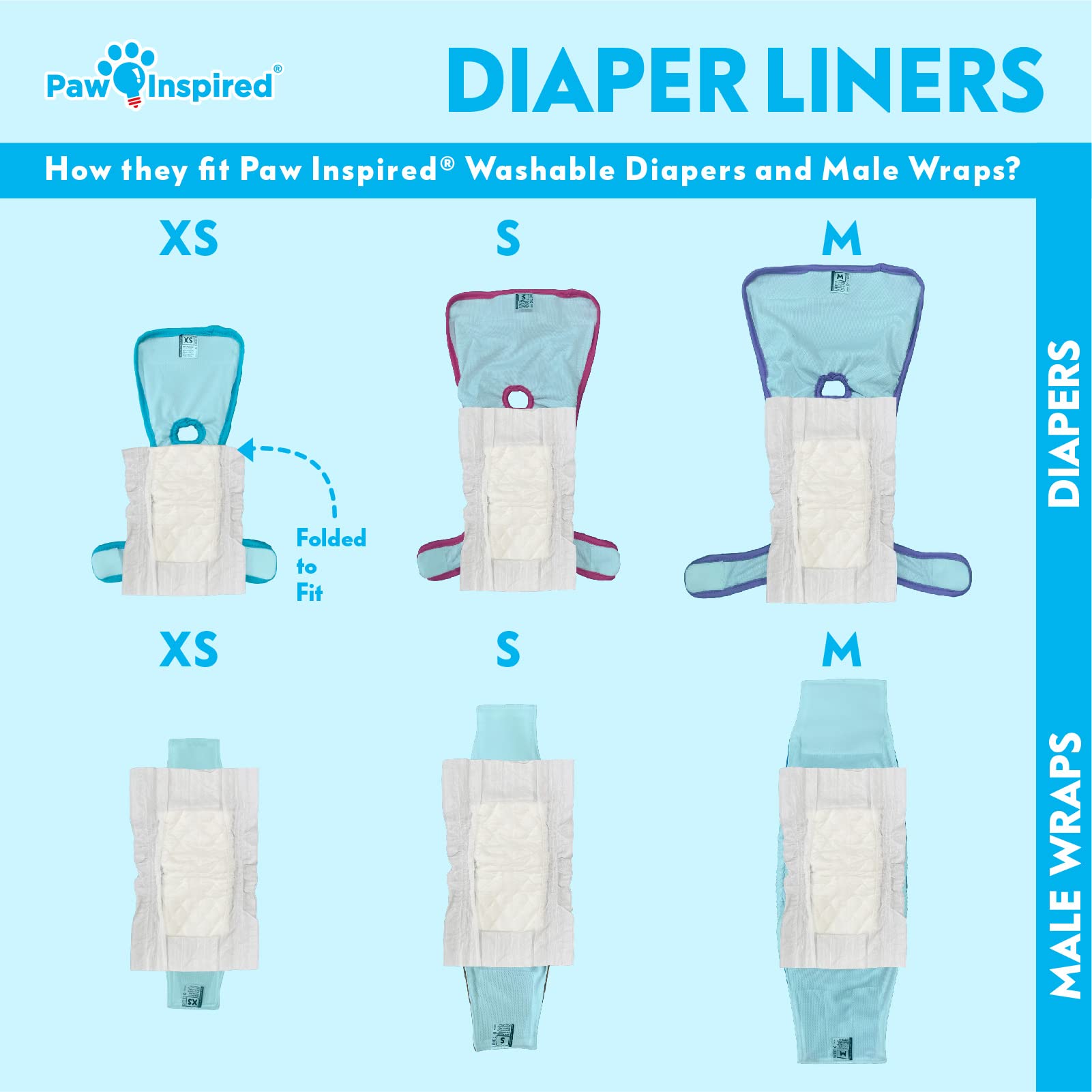 Paw Inspired dog diaper liners absorbency demo displays over one cup capacity.