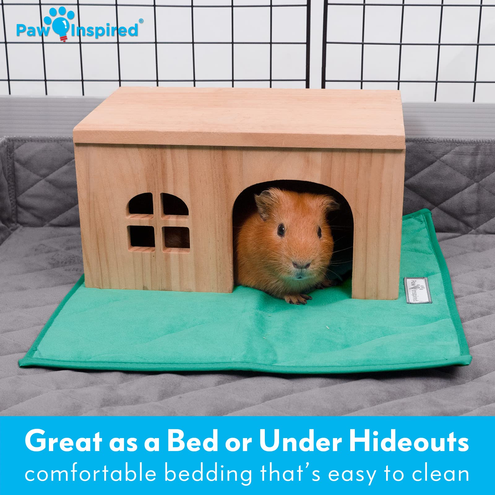 Paw Inspired dust-free small-animal-liner promotes a clean habitat.