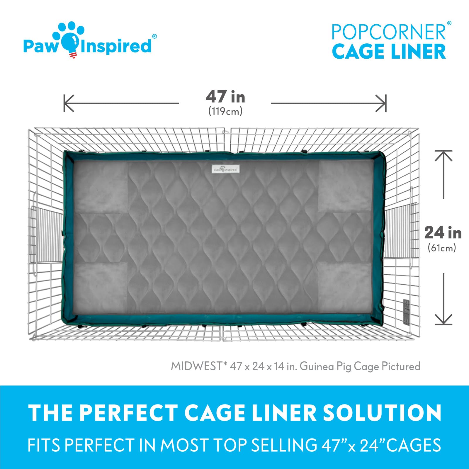 Paw Inspired PopCorner liner features waterproof backing to prevent leaks.
