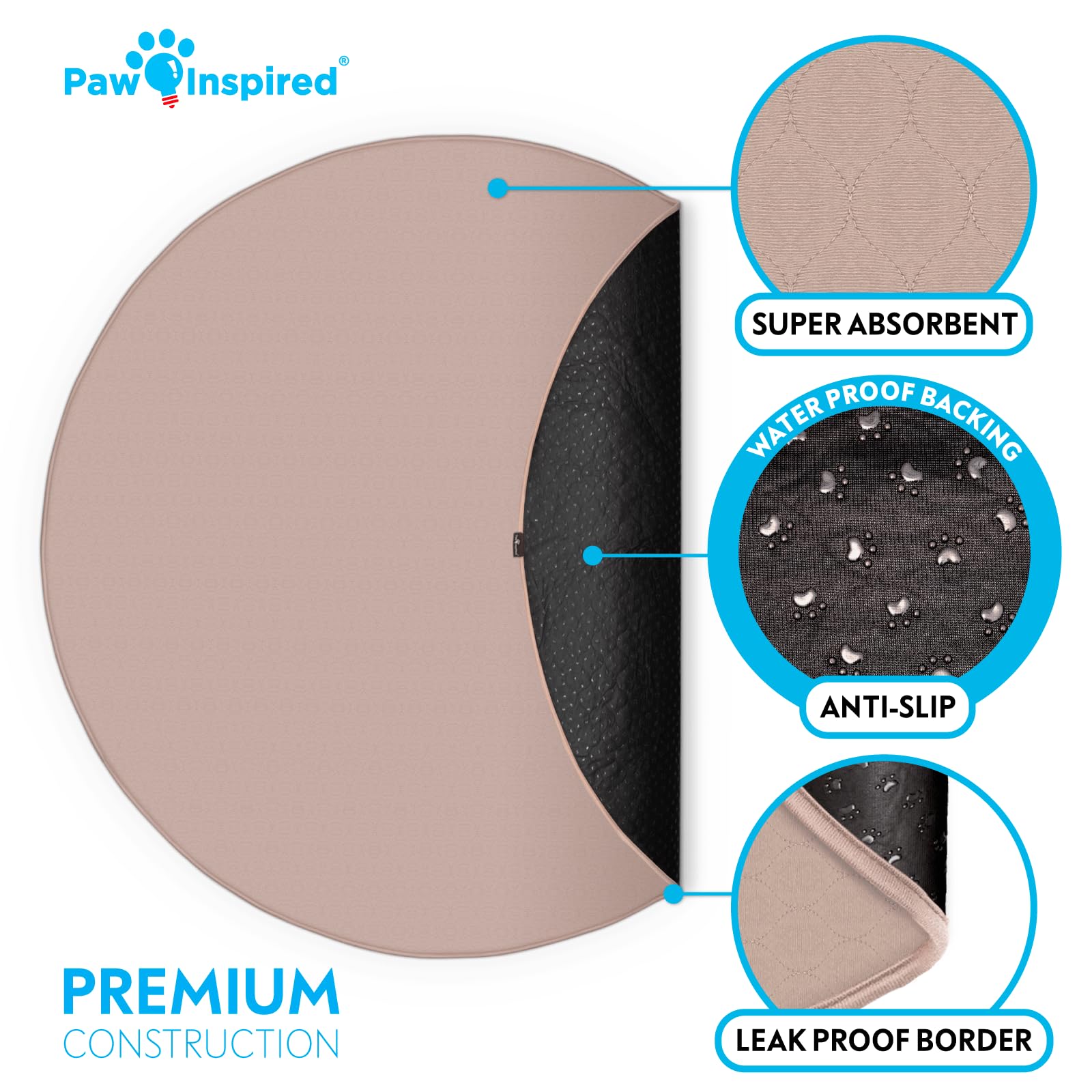 Paw Inspired round pee pad odor control close-up