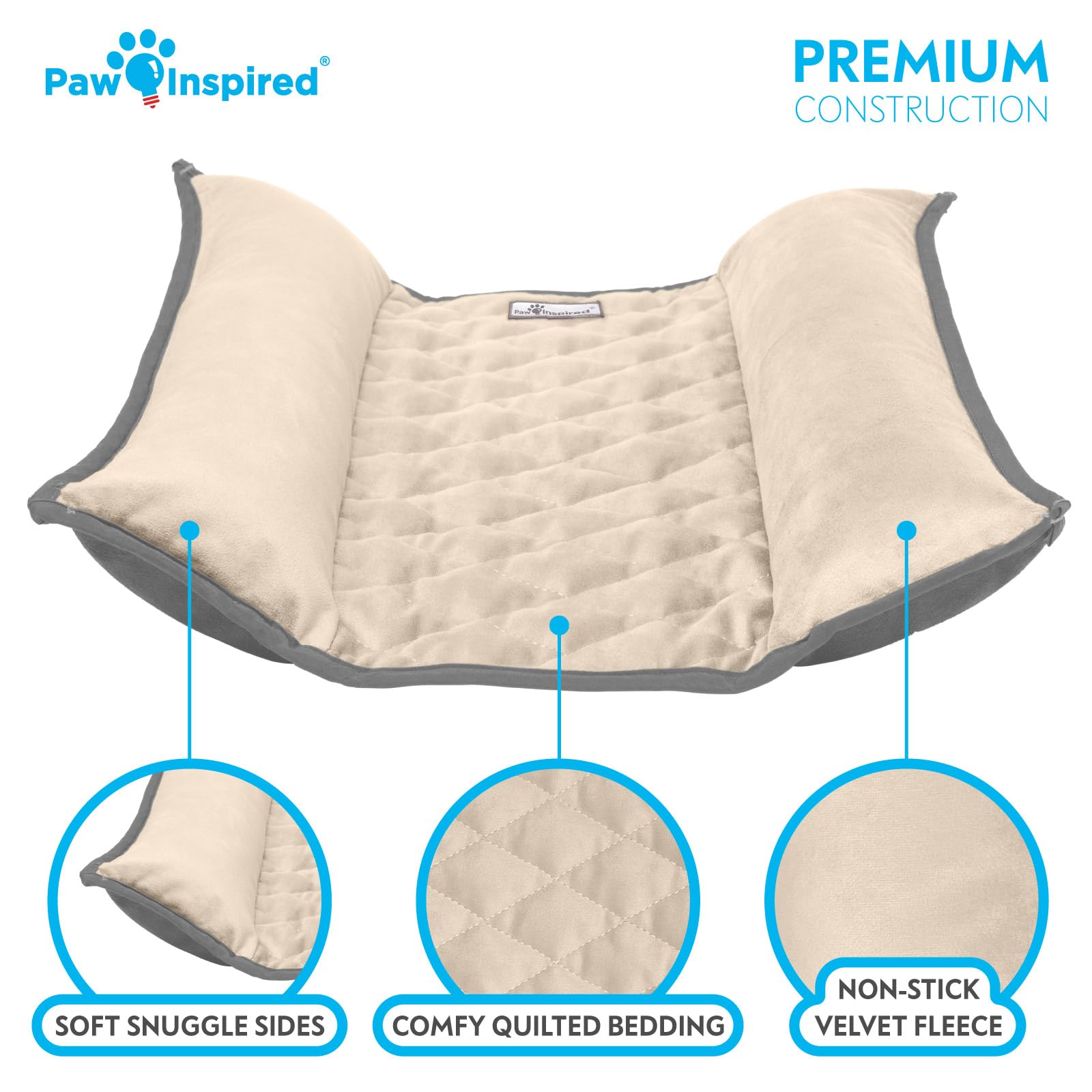 Paw Inspired Snuggle Bunny Bed Sweep-EZ fleece cleans easily, reducing mess.