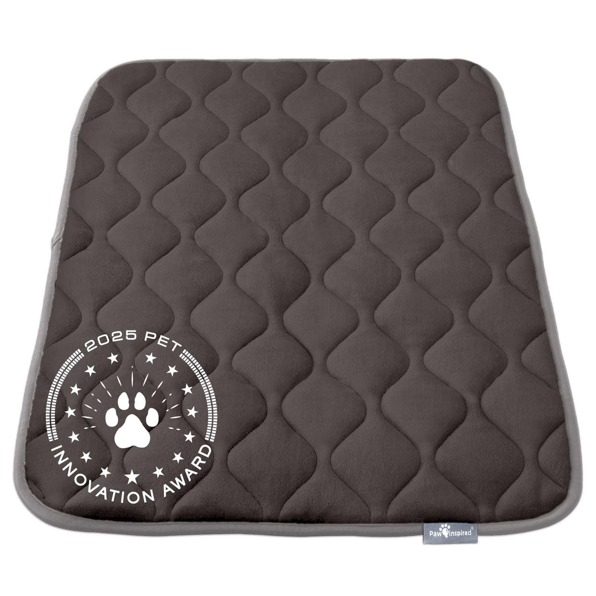 Paw Inspired washable crate mat gray top view shows plush comfort for dogs