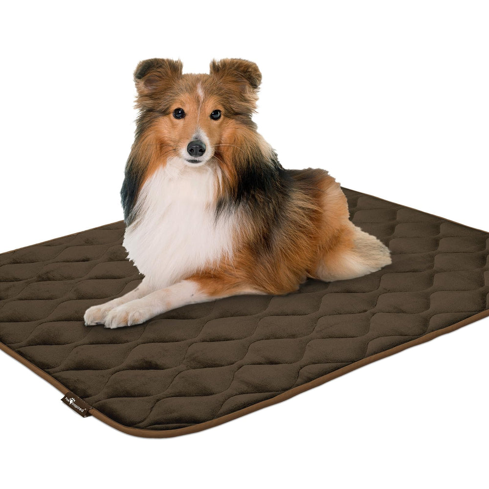 Paw Inspired crate mat is machine-washable for easy cleanup