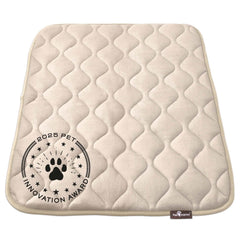 Paw Inspired plush crate mat with soft top layer for cozy kenneling.