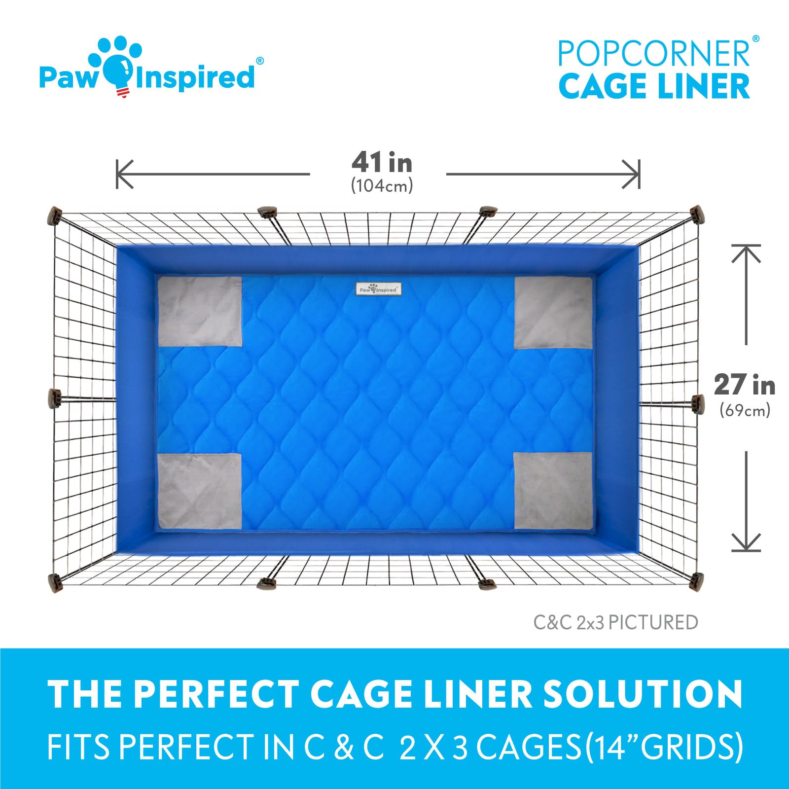 Paw Inspired waterproof blue-back cage liner keeps leaks at bay.