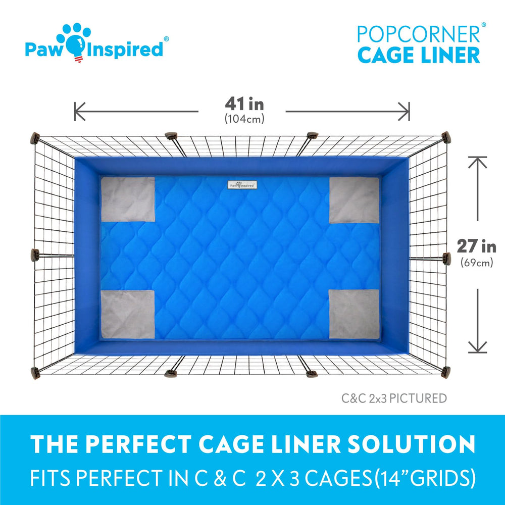 Paw Inspired waterproof blue-back cage liner keeps leaks at bay.